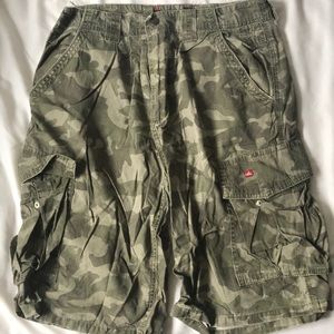 Quicksilver camo cargo shorts.